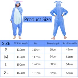 shengo Stitch Costume Stitch Onesie Jumpsuit Women Men Pyjamas Animal Relax Costume Christmas Carnival Pyjamas Cosplay Adult Carnival, blue