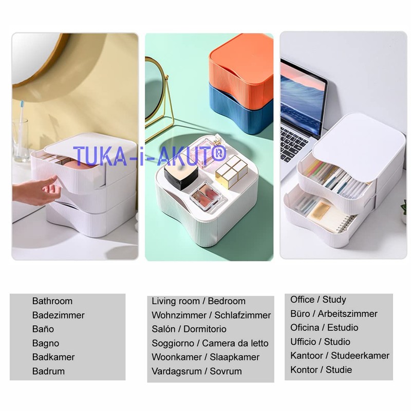 TUKA-i-AKUT TKD8610 Stackable Desktop Organiser Drawer Box Freely Combinable Desk