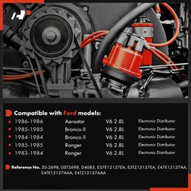 A-Premium Ignition Distributor with Cap and Rotor Compatible with Ford Ranger 1983-1985, Aerostar 1986, Bronco II 1984-1985, 2.8L