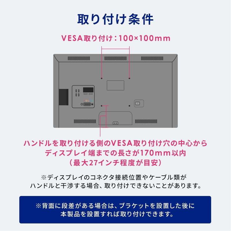 Sanwa Direct 100-VESA009 Monitor Arm, Retrofit Handle, Supports VESA 100