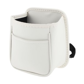 A ABSOPRO Car Trash Can Portable and Hanging 5.9" Length 3.9" Width 7.1" Height Trash Bin Faux Leather White 1Pcs