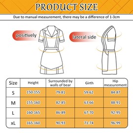 KTWSUEF Two Girls Costume, Cosplay Women's Waitress Costume with Apron, for Maid Dress, Birthdays, Cosplay, Party, Carnival, Suitable for Girls with a Height of 155-160 cm