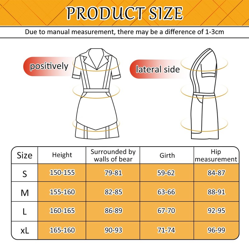 KTWSUEF Two Girls Costume, Cosplay Women's Waitress Costume with Apron,
