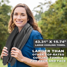 Cooling Towel 43.3" x 15.7" - Ice Sweat Towel for Neck & Face - Quick Cool Down Wrap for Summer Heat, Gym, Running, Golf, Yoga & Sports