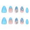 24Pcs Flower Press on Nails Medium Almond Fake Nails French