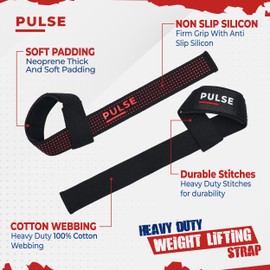 Weight Lifting Straps with Non-Slip Silicon Grip - 21 Inch, 4mm Thick Padding - Ideal Wrist Straps for Powerlifting, Deadlifting, and Gym Workouts (Black Classic Lifting Straps)