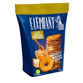 Elephant Baked Squeezed Pretzels, Honey Mustard & Onion Flavor, Thin and Crispy, 9.52 Ounce Bag