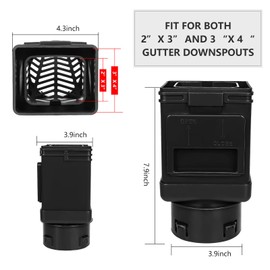 Downspout Leaf Filter,Leaf Removers,Downspout Filters, Downspout Screen Filters, Fits 2X3 and 3X4 drainpipe, (2-pack Brown)