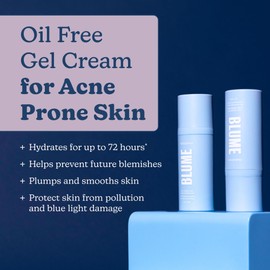 Blume Meltdown Gel Face Moisturizer for Acne Prone Skin - Oil Free Facial Moisturizer with Niacinamide & Centella to Even Skin Tone - 72-Hour Hydration Face Cream with Ceramides & Squalane (1.7 oz)