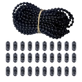 Roller Blind Cord, 1 Pcs 10 Meter Bead Chain 30 Bead Buckle Set for Roller Curtain, Roman and Vertical Blinds,Suitable for Room, Company, Office (Black)