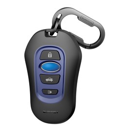 SURITCH for Subaru Key Fob Cover, Tough PC Soft TPU Protective Case with Keychain for Subaru CrossTrek Forester Outback Ascent Solterra Impreza Legacy BRZ WRX STI Smart Key Protector, Black-Blue