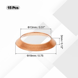 PATIKIL Flare Gasket, 15 Pcs Fit for 3/4" Tube Size 45 Degree Copper Flared Pipe Fittings for Air Conditioner Refrigeration Accessories