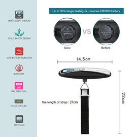MYCARBON Luggage Scale Portable Suitcase Scales Digital Hanging Scales Travel Scales with 110 lb/ 50KG Capacity Weighing Scales for Outdoor Home