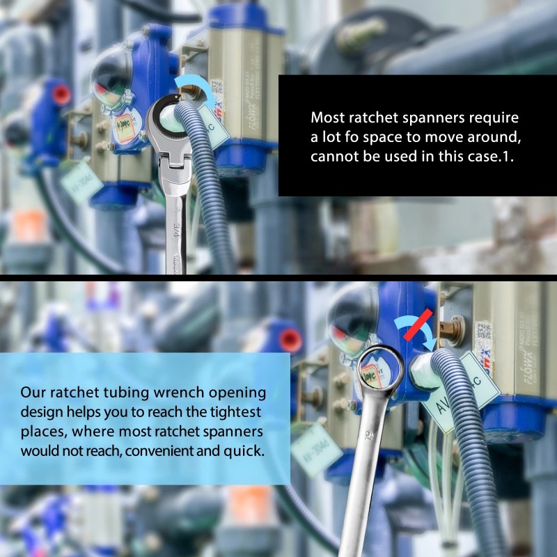 LOSCHEN SAE Flex-Head Ratcheting Wrench Combination Angle adjustable Wrench Set