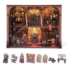 NookMaster Miniature Book Nook Kit - DIY Tiny House with LED Light and Type-C Port,Ideal Craft Gift for Adults & Teens,Beautiful Bookshelf Décor for All Occasions