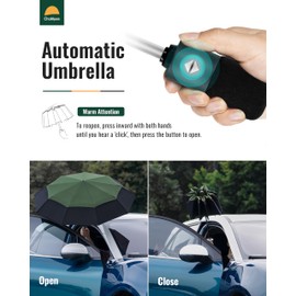 Chakipee Compact Travel Umbrella Windproof Strong- Automatic Folding Umbrellas for Wind and Rain, Double Vented Canopy 210T Teflon Coating 102cm Span - 9 Ribs Green Portable Umbrella for Men and Women