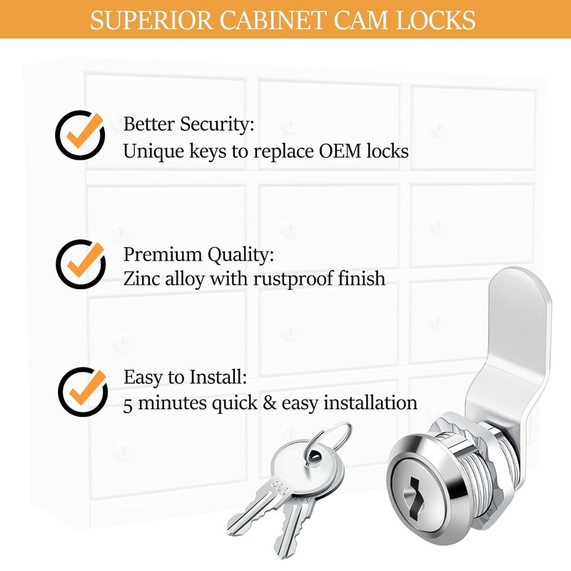 5/8 Cam Locks - 5/8 Diameter Cam Lock Keyed Alike