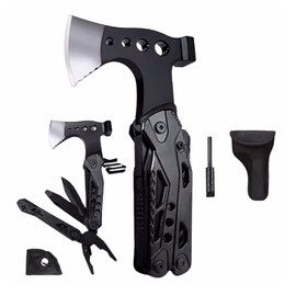 Multi Tool Multi-Function Hatchet 16-in-1 Multi Tool Survival Gear Axe Hammer Pliers Saw Driver Bottle Opener with Whistle Portable Sheath for Hiking Fishing Camping Multi Tool Accessories Gift for