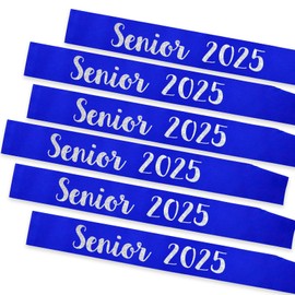 KETAOO 6PCS Senior 2025 Sash, Silver Glitter Royal Blue Finally Graduated 2025 Senior Cheerleader Sashes for Graduation Party Decorations Supplies