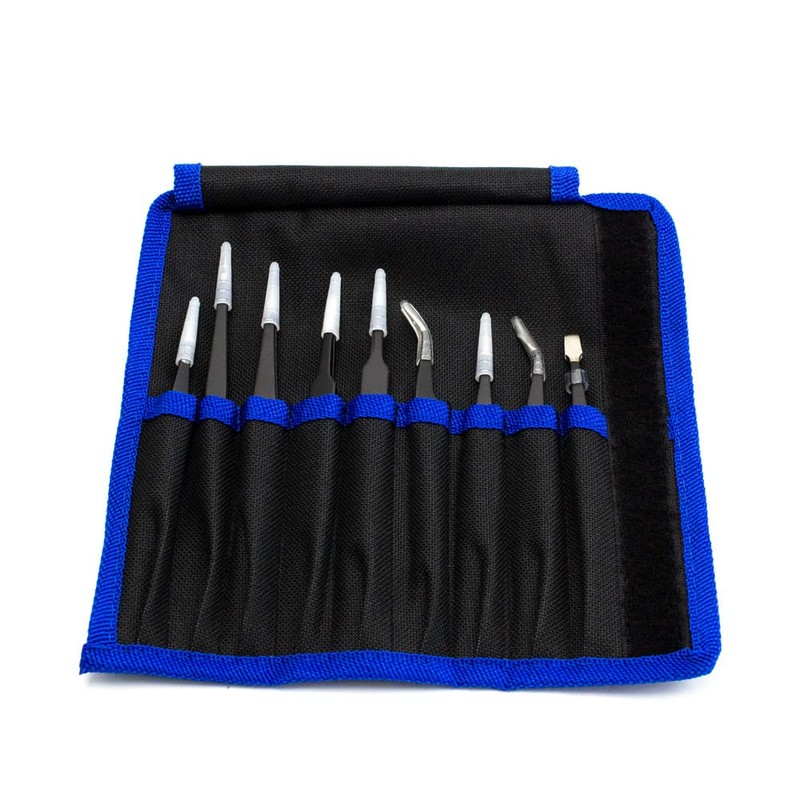 yourDroid ESD Tweezers Set 9 Pieces with Case