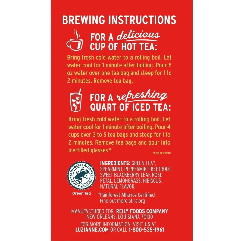 Luzianne 2X Luzianne Southern Blends Mint & Rose Flavored Herbal