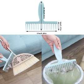 NentMent 2 Pack Broom Cleaning Tool Hair Removal Comb Cleaner for One Sweep Broom Commercial Dust Mop Floor Sweeper Stand Up Broom Upright Dustpan Combo Set Removing Hair Dust on Brooms