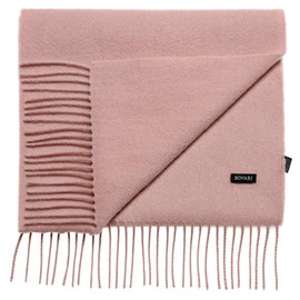 Bovari Cashmere Scarf, 100% Cashmere, Premium Quality, 180 x 31 cm, various colours (Edel Kuschelweich) - Nude/Pink, size: m