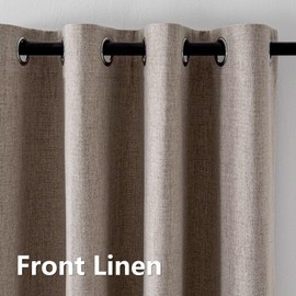 Veloraft Linen Curtains 72 Inch Length 2 Panels Set, 100% Blackout Curtains Textured Thermal Insulated, Grommet Light Blocking Drapes for Living Room Bedroom Luxury Decor(52W × 72L inch, Linen)