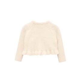 Lilax Baby Girls' Knit Long Sleeve Ruffled Cardigan, Button Closure Bolero Shrug(Cream,9-12M)