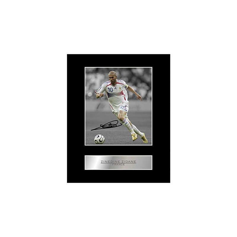 Iconic pics Zinedine Zidane Signed Mounted Photo Display France