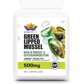 VITALITYVITS Green Lipped Mussel For Dogs - Quick Release Joint Care 90 500mg Capsules - Made in UK