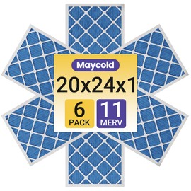 Maycold 20x24x1 MERV 11 Furnace Air Filters (6-Pack), High-Efficiency Pleated AC HVAC Filter for Home Use – Captures Fine Dust & Pet Hair, Actual Size 19.70 x 23.70 x 0.75, Individually Wrapped