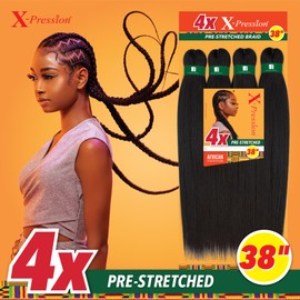 Sensationnel X-pression prestretched braiding hair - 4x braid 38 inch all kanekalon flame retardant synthetic braid for box braids and twists (1 pack, 99J)