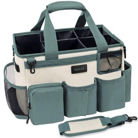 Portable large capacity wearable cleaning bag cleaning supplies handbag adjustable cleaning storage bag Organiser Aluminium Mesh Pad Strap Black:_Black Pink