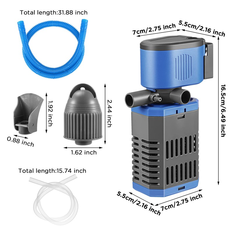 SOUSLOW Internal Aquarium Filter with Flow Adjustable Airflow Low Noise
