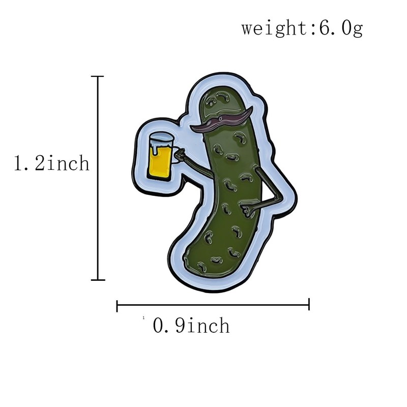 Ficsowy Enamel Pickle Pin with Beer Mug, Funny Lapel Pin