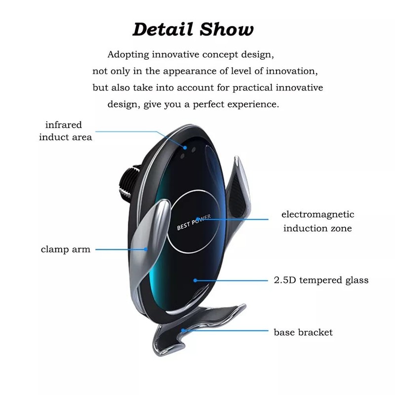 Intelligent Auto Grab Robotic Vent Mount Wireless Car Charger