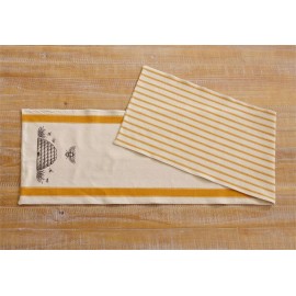 Unbranded New French Farmhouse MUSTARD HONEY BEE HIVE TABLE RUNNER Reversible 55"