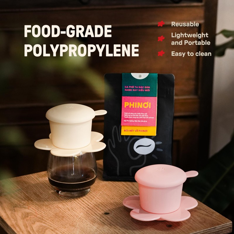 PHINƠI [Gift] Vietnamese Phin Filter, Plastic Reusable Pour Over Coffee