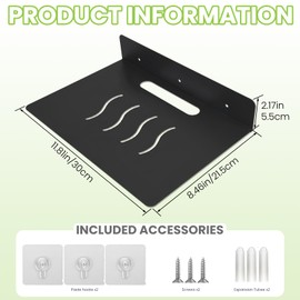 MZDMY - Estantes flotantes de acero para pared, estante de pared pequeño, adecuado para recámara, sala de estar, baño, cocina, oficina (negro, 11.8 x 8.5 pulgadas)