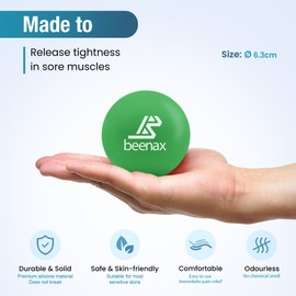 Beenax Lacrosse & Hard Spiky Massage Ball Set - Trigger Point, Myofascial Release, Plantar Fasciitis, Deep Tissue, Muscle Relief, Yoga, Pilates, Physio, Rehab - Relieve Stress and Relax Tight Muscle