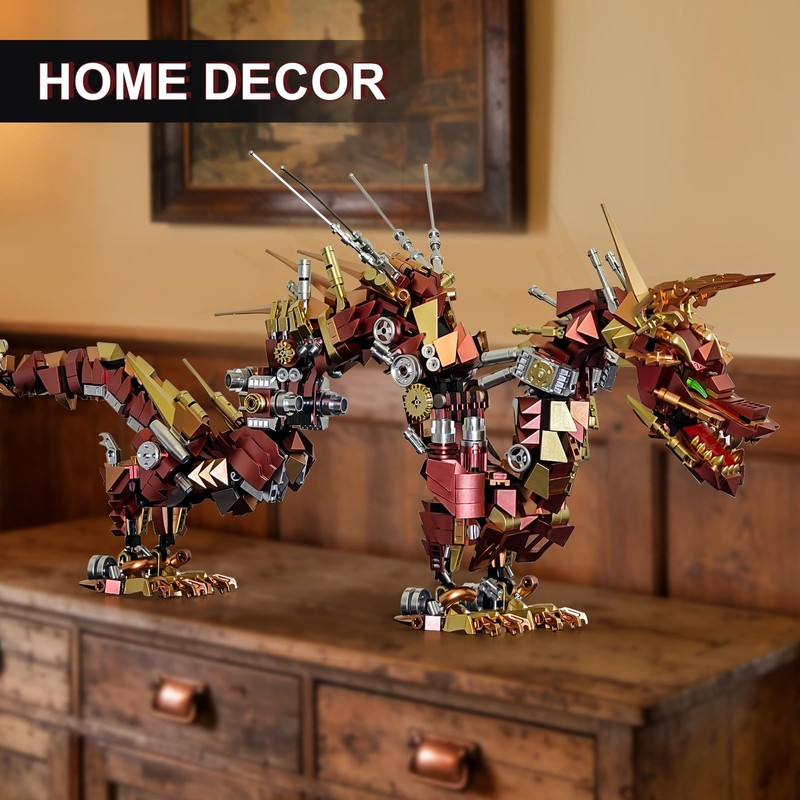 QwlJYfv Mechanical Dragon Building Set for Adults,Animal Dragon Model for