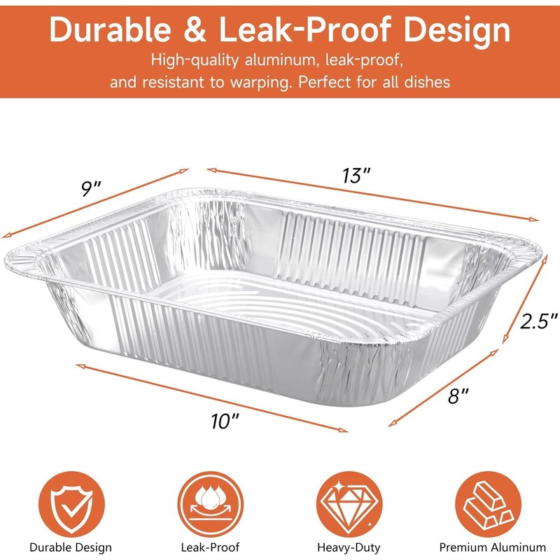 Apprise Deals 10 Large Aluminium Foil Trays Deep (32x26x7 cm)