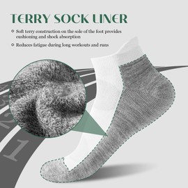 6 Pairs Athletic Socks, Ankle Socks with Arch Support, Thickened Cushioning Terry for Running(Mixed colors,L)