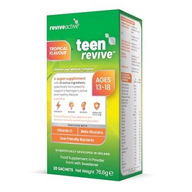 Teen Revive Super Supplement - 23 Active Ingredients in 1 Daily Sachet - Vitamin C, B12, Niacin, and Folate - Supports Overall Health & Immune System - Suitable for 13-18 Years Old - 20 Days Supply