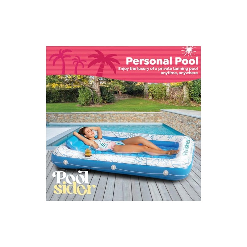 Poolsider Inflatable Tanning Pool Lounger |Large Inflatable Tanning Bed for