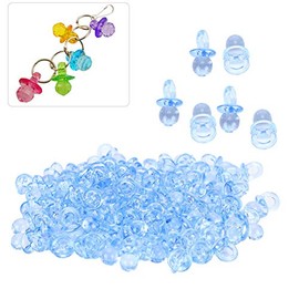 Pacifiers for Baby Shower, Acrylic Pacifier Baby Shower Game Decoration Baby Nipples Baby Pacifier Baby Nipple Mini Pacifier for Baby Shower Decoration, Table, Party Gifts (Blue)