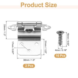uxcell 2 Pack Self Closing Cabinet Hinges, 3/8" Overlay Cabinet Door Hinges Inset Kitchen for Flush Mount Kitchen Door, White Nickel