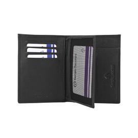Sergio Tacchini Mens Genuine Leather Slim Wallet with Card Slot Black 116 Vertical Classic, black, Classic