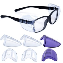 3 Pairs Glasses Side Shields, Slip on Side Shields, Fits Small to Medium Eyeglasses Frames (2 Pairs Clear and 1 Pairs Purple)